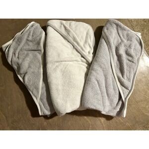 3 Gray/white Bamboo Baby Towels